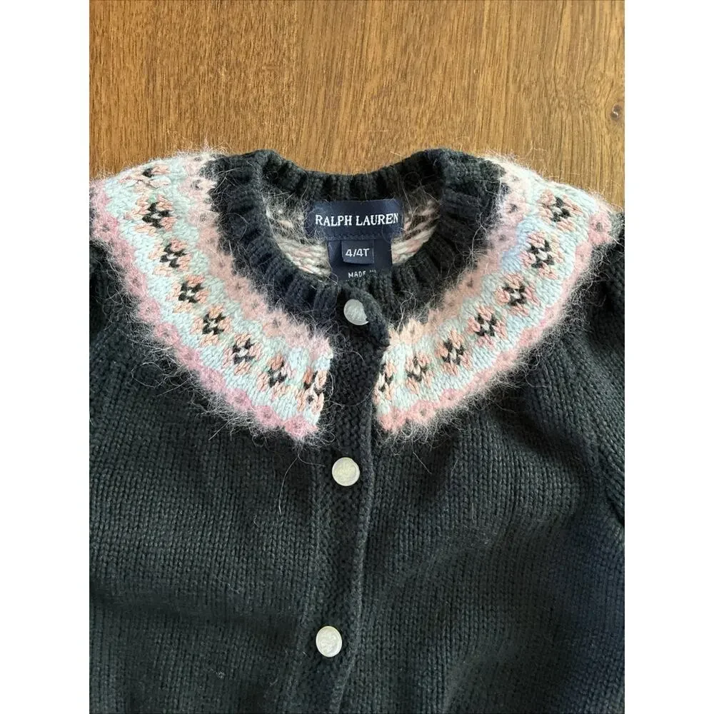 RARE Vintage Ralph Lauren Girls Cardigan‎ 4T 100% Cotton